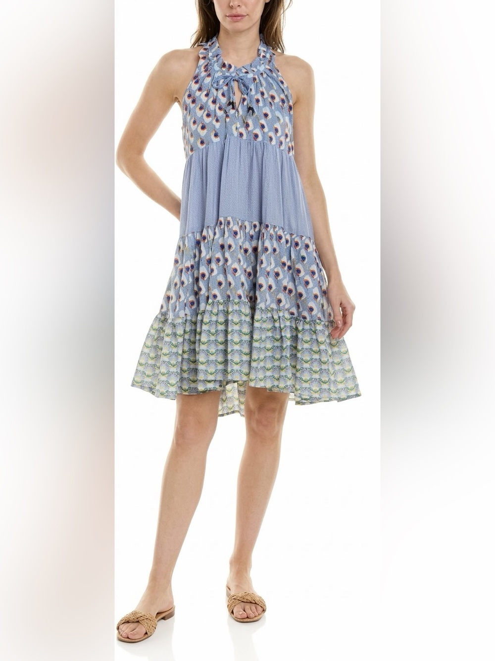 Ro’s Garden Sofia Tiered Mini Dress in Blue size Medium